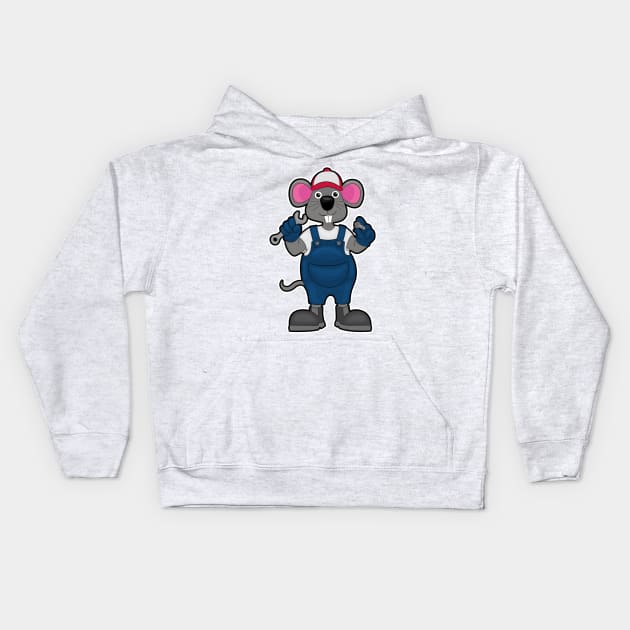 Mouse as Mechanic with Screw & Spanner Kids Hoodie by Markus Schnabel